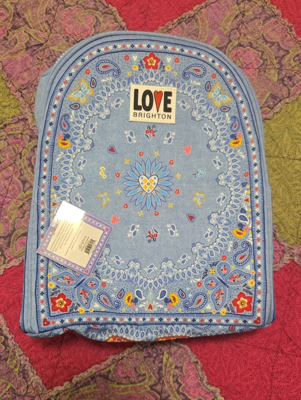 Brighton Light Blue Bandana-Print LOVE Backpack
